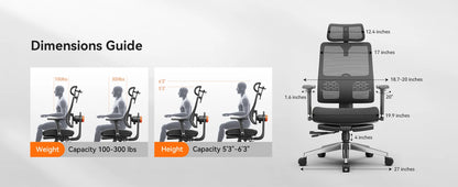 NEWTRAL MagicH-BPro Ergonomic Office Chair with Footrest, Auto-Following Backrest, Adjustable Lumbar Support, Executive Mesh Chair