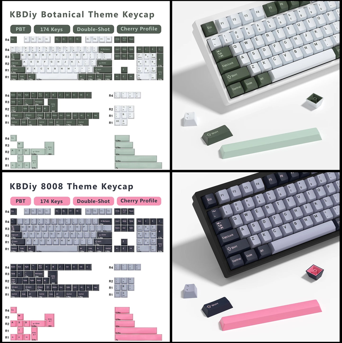 KBDiy 174 tasti/set keycap PBT GMK Apollo double shot minimalisti profilo ISO Cherry per tastiera meccanica da gaming compatibile MX