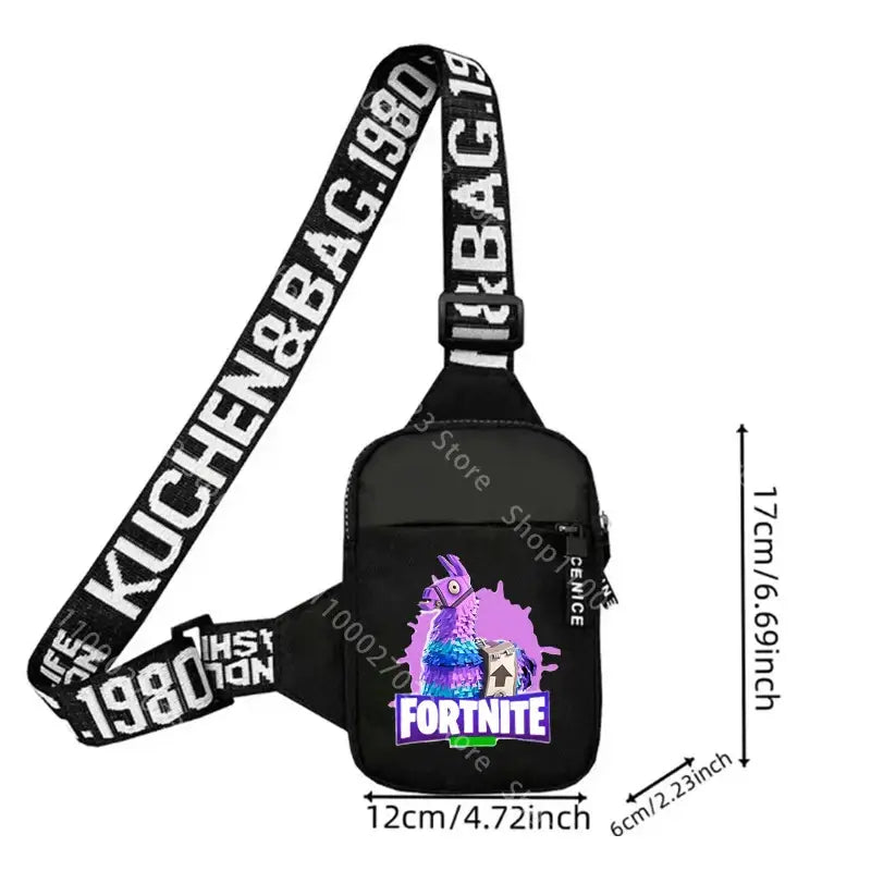 Bolso bandolera para adulto Fortnites, deportivo y casual, ligero, mini bolso para teléfono con estampado de figura de juego de dibujos animados, bolso cruzado de pecho para hombre, regalo