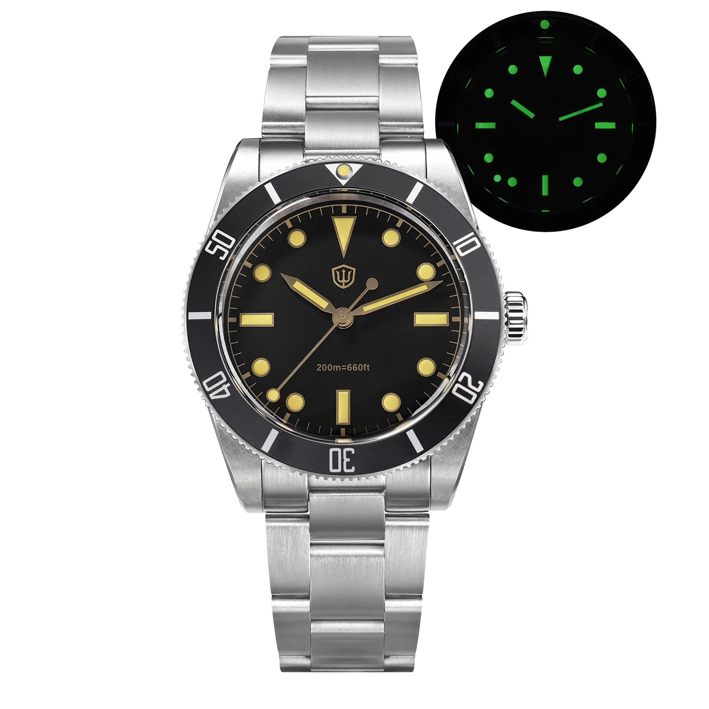 Watchdives WD7922 BB54 Watch VH31 Sweep Second Movement Sapphire Crystal 20bar Waterproof C3 Luminous 37mm Vintage Watches