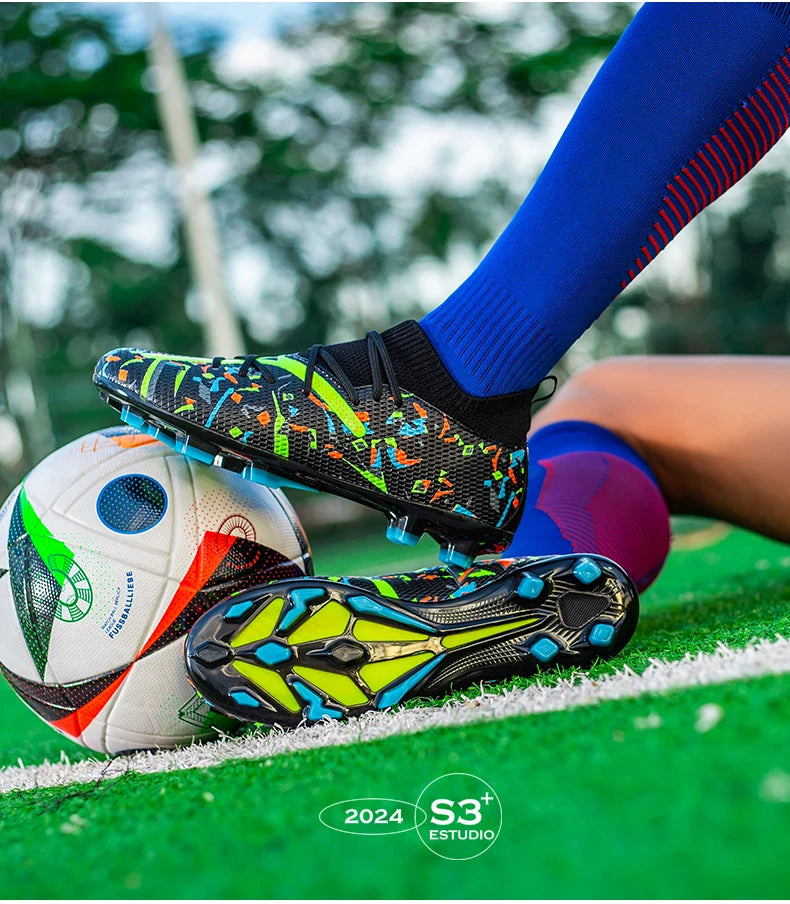 Chuteiras de Futebol Profissionais para Homem em Malha Respirável, Chuteiras Antiderrapantes Rápidas, Sapatilhas de Moda para Relva Artificial, Sapatos de Futebol Masculinos