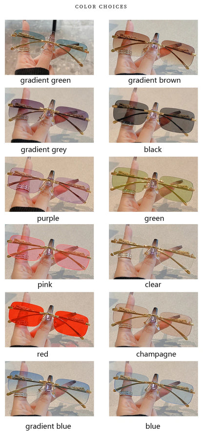 Cycling 12pcs Brand Leopard Rimless Rectangle Sunglasses Fashion Y2K Frameless Sun Glasses Shades for Women Men UV400
