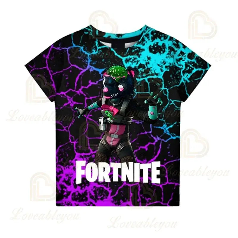 Fortnite Boys T-shirt Kids Tops Summer Children Clothes 3D Funny Battle Royale Game Graphics T Shirt Toddler Girls Top Tee