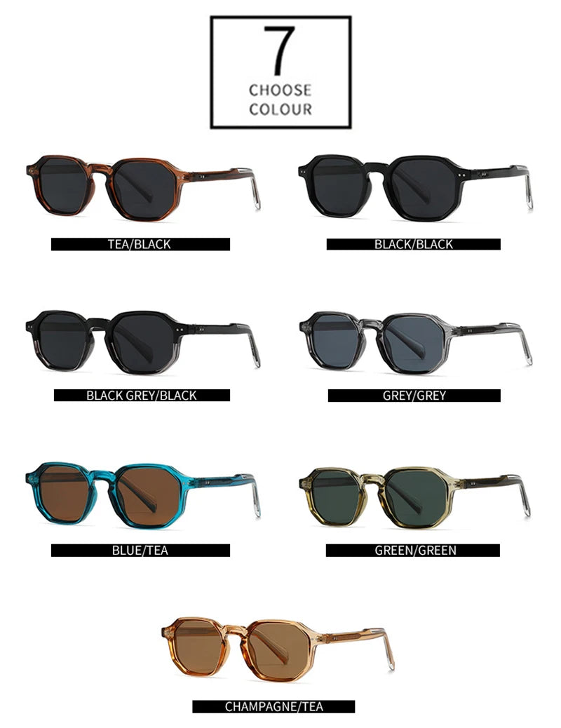 SHAUNA New Polygon Square Men Polarized Sunglasses Retro Rivets Women Blue Green Shades UV400