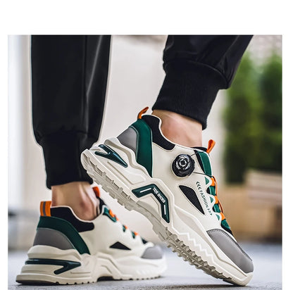 Koreanische Herren-Sportschuhe mit drehbarer Schnalle, modische Freizeitschuhe für alle Jahreszeiten, weiche rutschfeste Sohle, Outdoor-Laufschuhe, Studenten-Sneaker