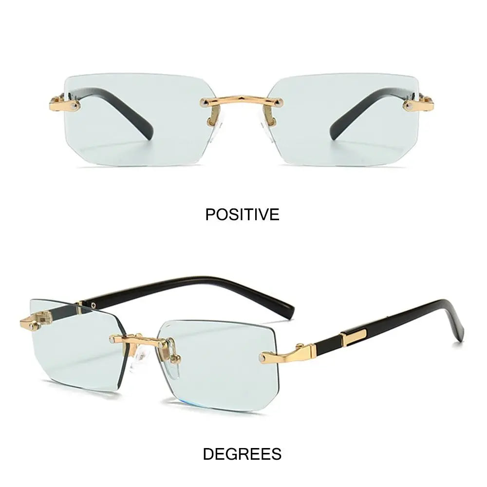 Retro UV400 Protection Rimless Rectangle Sunglasses Y2K Shades Frameless Sun Glasses for Women & Men