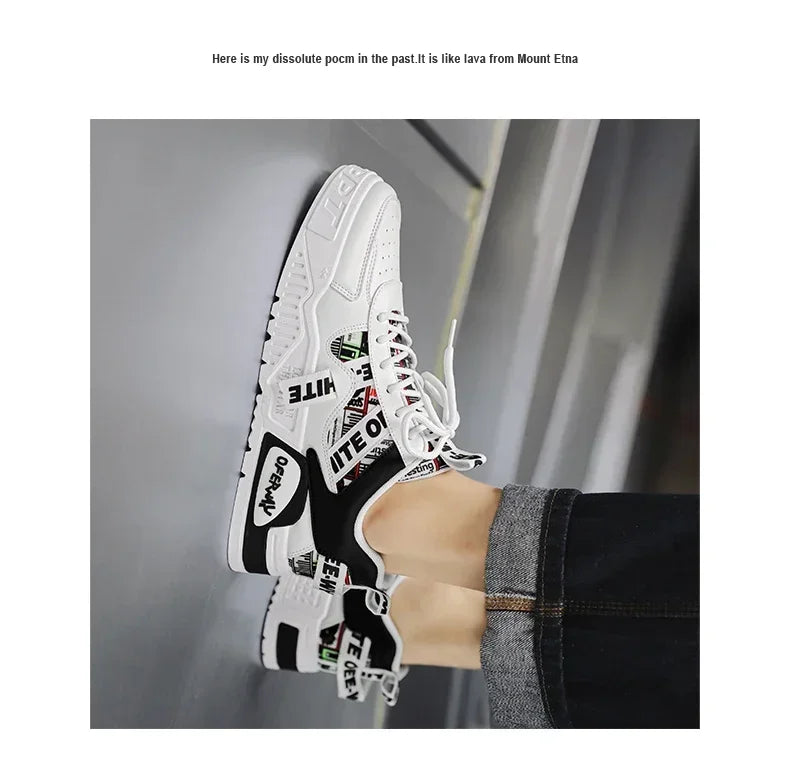 Zapatillas de hombre tipo skate para verano, en cuero, informales y de moda, para exterior, running, deporte, senderismo y tenis, con plataforma, diseño de lujo