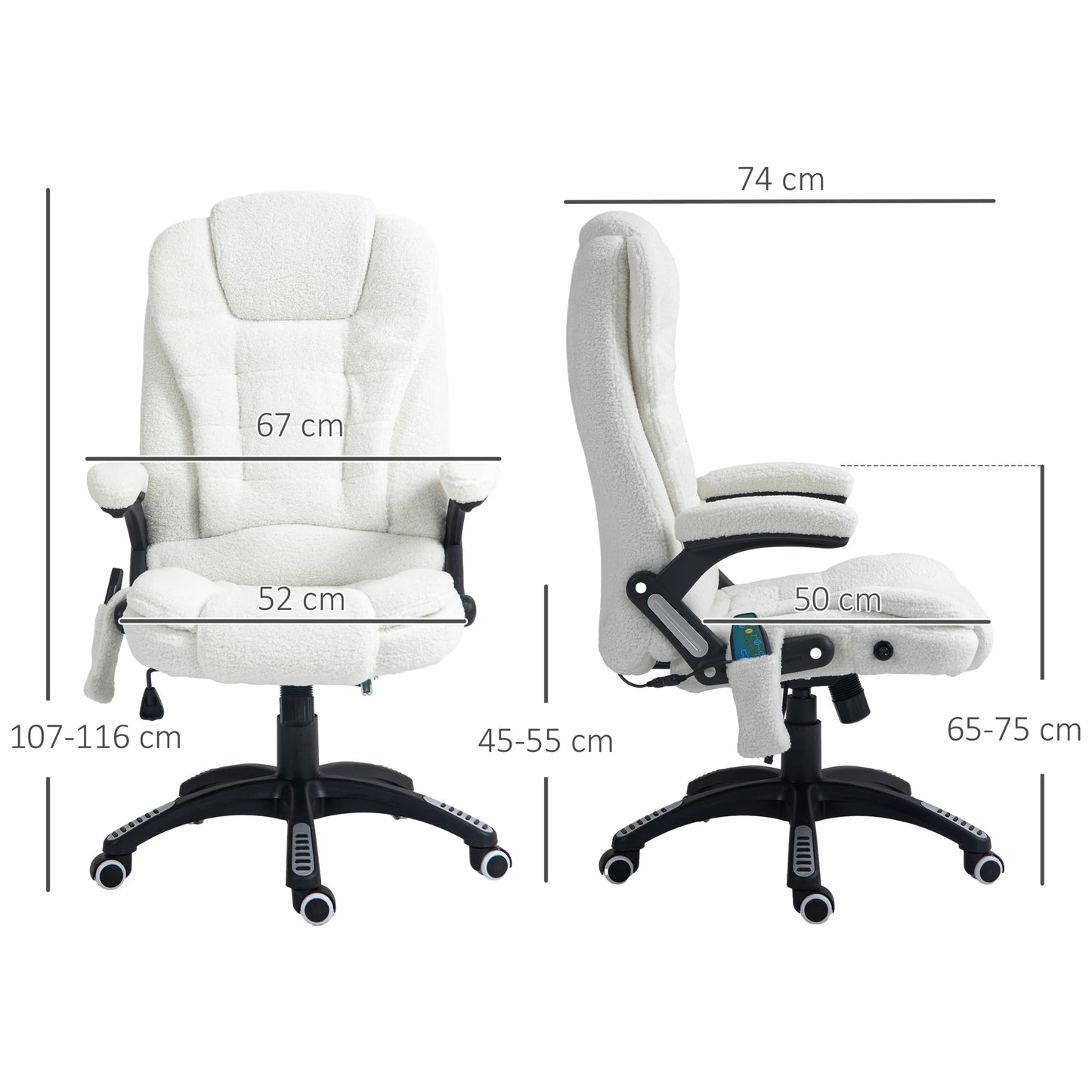 High-Tech Executive Office Chair with Lumbar Heating, 360° Swivel Breathable Fabric Chair with Remote Control, 120kg Load Capacity