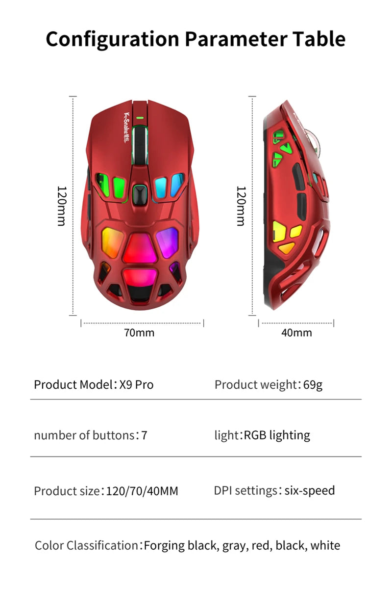 Lenovo Tri-Mode Gaming Mouse Wireless with RGB Charging Dock, 12000DPI Ergonomic Rechargeable Mouse, Bluetooth 2.4G USB Mouse for PC Laptop