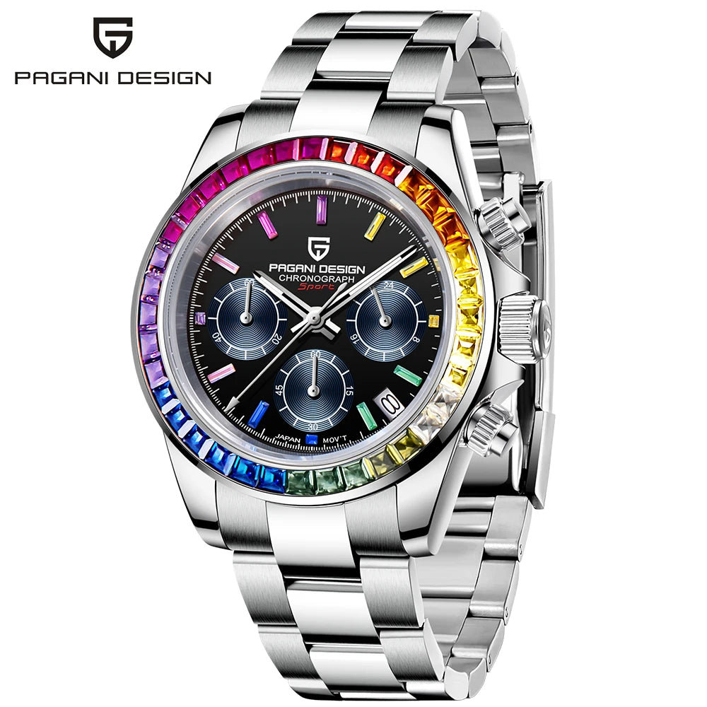 Relógio cronógrafo para homem PAGANI DESIGN – Relógio de pulso de luxo com movimento de quartzo, luminoso e estanque.