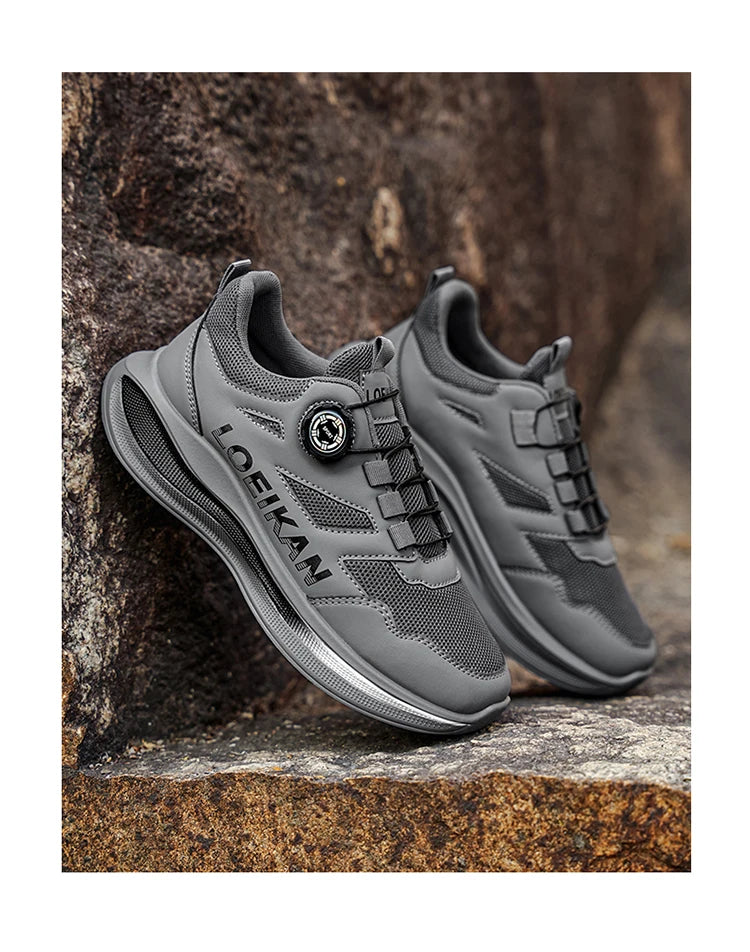 Chaussures de course à boucle rotative pour hommes, baskets respirantes en maille légère, semelle coussinée, antidérapantes, chaussures de marche quotidiennes, 2 couleurs