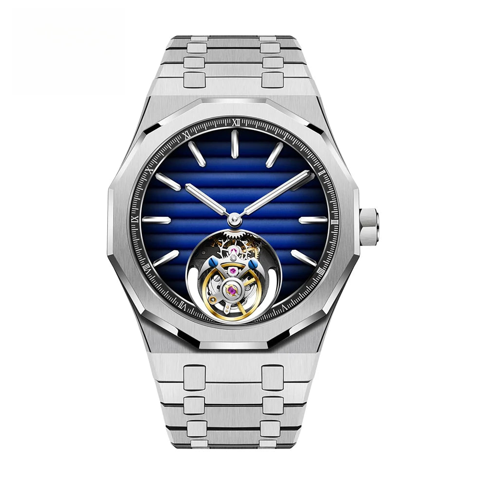 Raymondoya Men's Flying Tourbillon Movement Mechanical Automatic Luxury Watches Wristwatches Skeleton Watch Brand For Men Sapphire