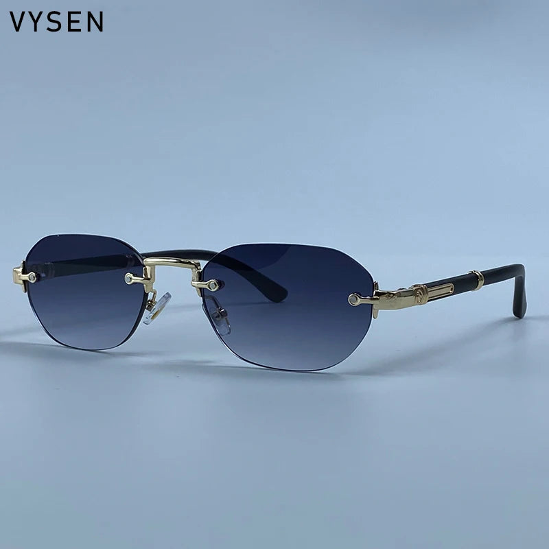 Square Rimless Punk Sunglasses Men 2026 Luxury Designer Vintage Small Frameless Sun Glasses Male Eyewear Hip Hop Outdoor Shades