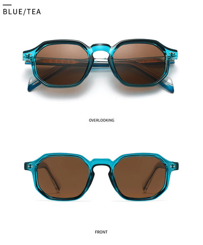 SHAUNA New Polygon Square Men Polarized Sunglasses Retro Rivets Women Blue Green Shades UV400