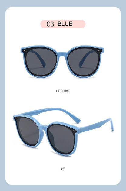 3-12 Years Kids Polarized Sunglasses Boys' Cool Girls Soft TPEE Frame Cat Eye Design Fashion Sun UV400 Protection Oval Glasses