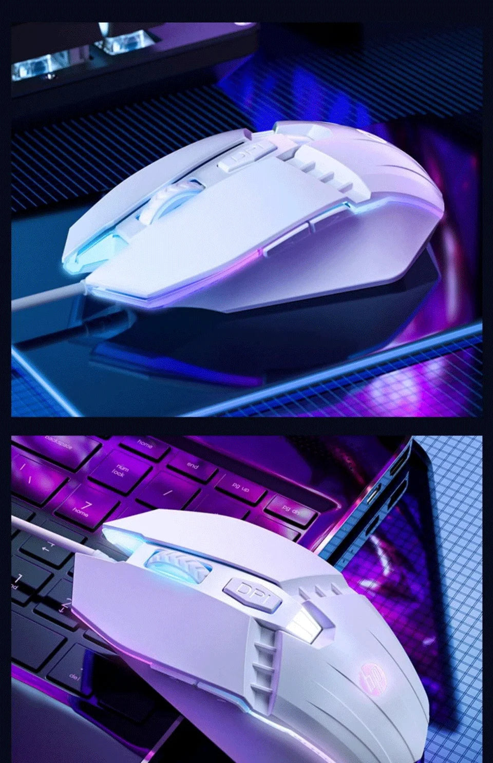 Ratón gaming HP M1 con cable, iluminación blanca, USB, para eSports, gaming, oficina, PC de sobremesa y portátil