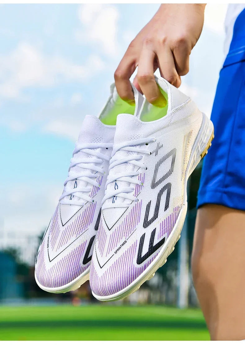 Nouvelles chaussures de football pour hommes, chaussures de match, crampons pour terrain en gazon, baskets de haute qualité, chaussures de futsal pour intérieur, chaussures montantes antidérapantes pour extérieur, meilleu