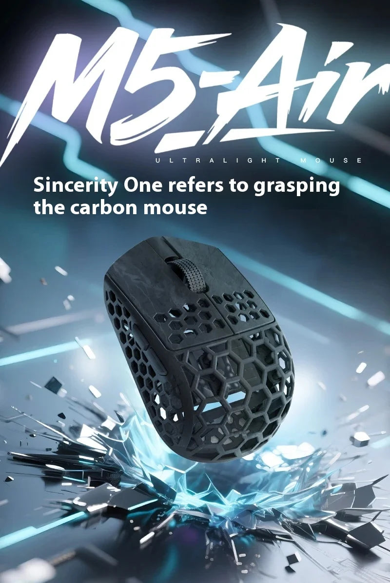 Darmoshark M5 Air Forged Carbon Fiber Gaming Mouse Wireless 8K Macro Mouse 30KDPI Finger Grip Small Hand Mice 30g Lightweight