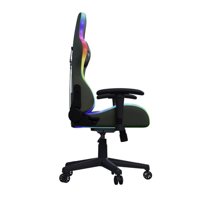 Ergonomic Office Chair with Lumbar Massage, RGB LED Lighting, Reclining Backrest, Adjustable Armrests & Executive Gaming Chair for Home Office