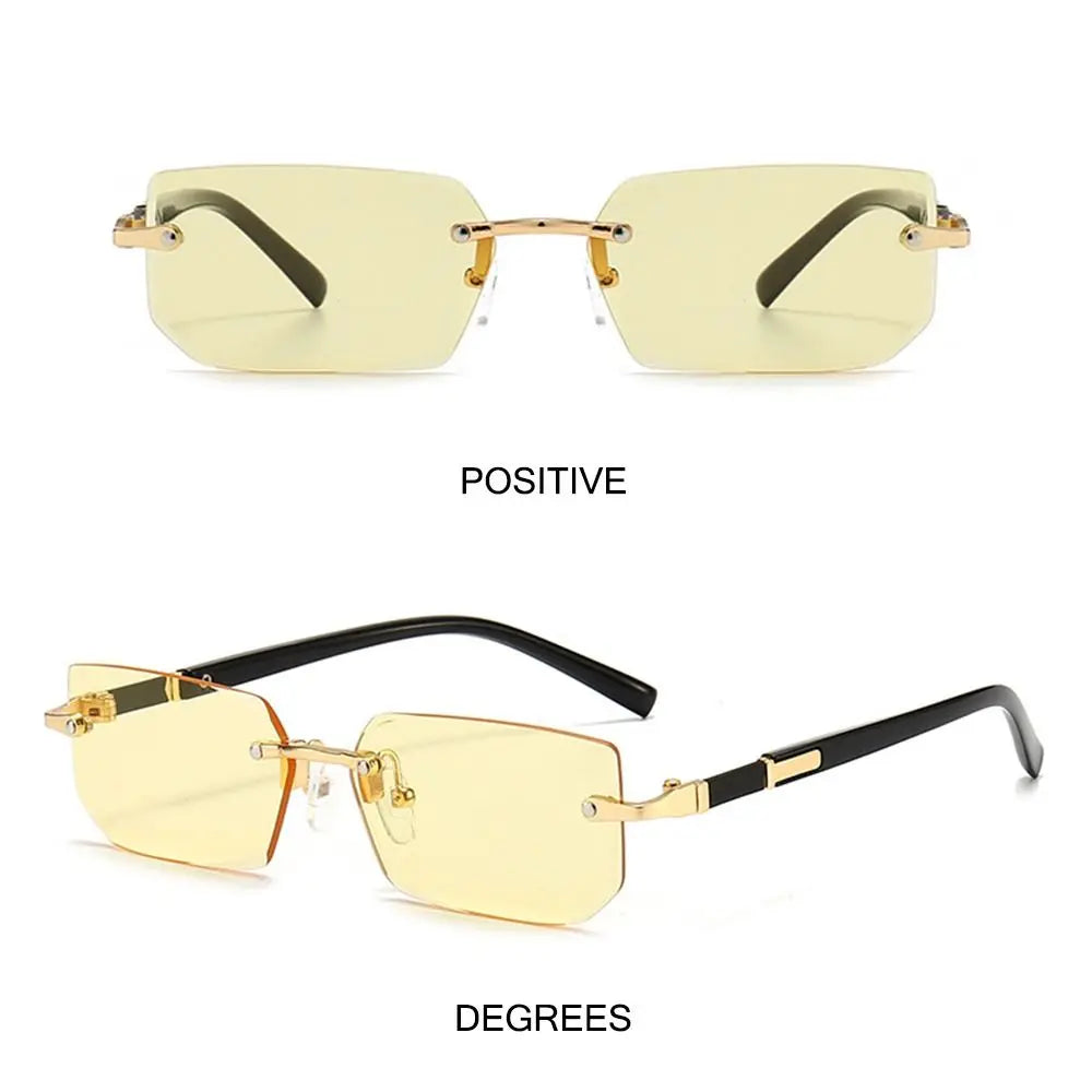 Retro UV400 Protection Rimless Rectangle Sunglasses Y2K Shades Frameless Sun Glasses for Women & Men