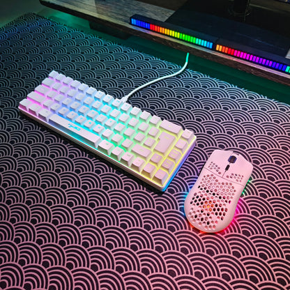 Conjunto gaming portátil HXSJ 60% RGB de teclado y ratón: teclado de membrana con cable de 68 teclas y ratón inalámbrico ligero de 3 modos para PC y Mac