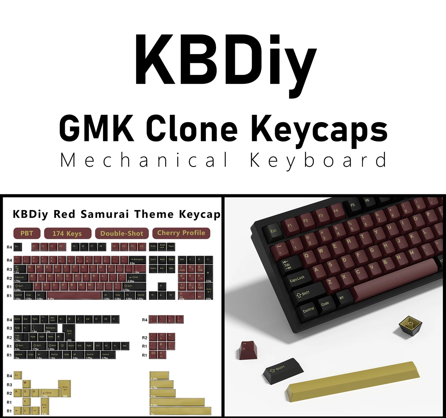 Keycaps KBDiy GMK Illusion perfil Cherry de PBT de doble inyección ISO para kit de teclado mecánico gamer, estilo retro gaming