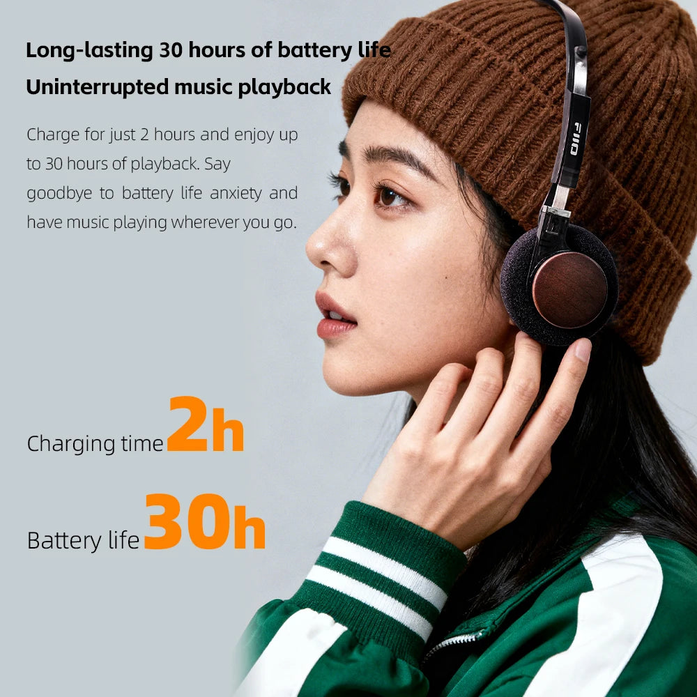 Cuffie Bluetooth on-ear FIIO EH11 – Headset wireless Hi-Res LDAC con bassi potenti, batteria 30H, connessione a doppio dispositivo e design rétro leggero