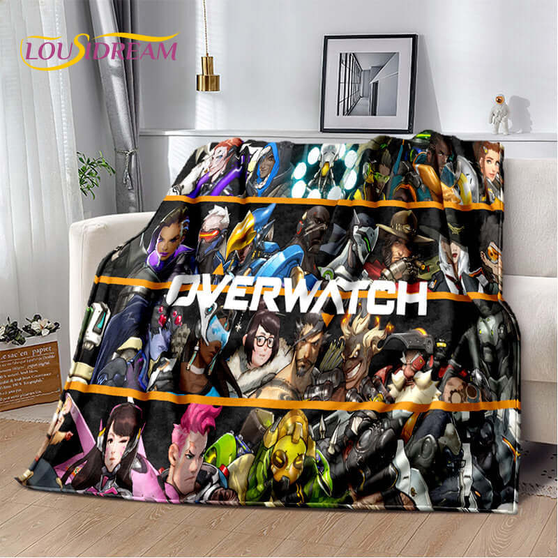 Overwatch Gamer DVA Reaper Manta Macia de Peluche, Manta de Flanela para Sala de Estar, Quarto, Cama, Sofá, Piquenique, Criança, 3D