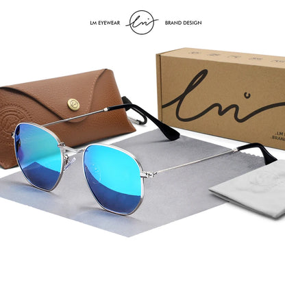 LM New Fashion Women Hexagon Sunglasses Men Retro Polarized Driving Coating Mirror Sun Glasses Goggle UV400 Eyewear gafas de sol