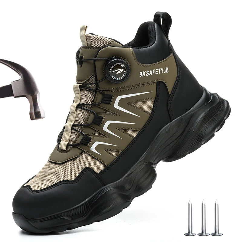 Bouton de Rotation bottes de sécurité de travail hommes bout en acier chaussures de travail Anti-smash Anti-crevaison protection hommes chaussures de sécurité taille 47 48