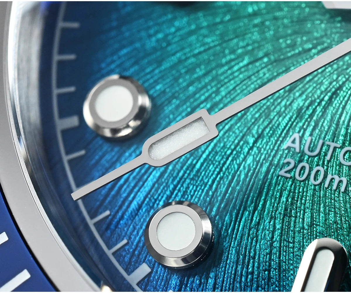 Relógio de mergulho de luxo para homem San Martin 40mm Miyota 9015, mostrador em esmalte sunburst, relógio de pulso mecânico automático, resistente à água 200m, SN0148