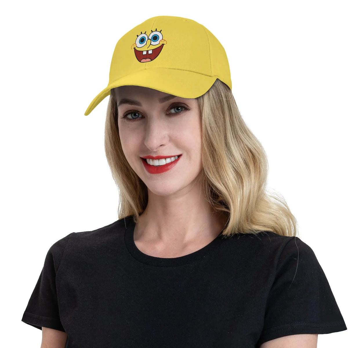 Cappellino da baseball Spongebob con grande volto sorridente, modello "Sun", stile retrò "Trucker" primaverile y2k per coppie, donne, tennis, skate e baseball