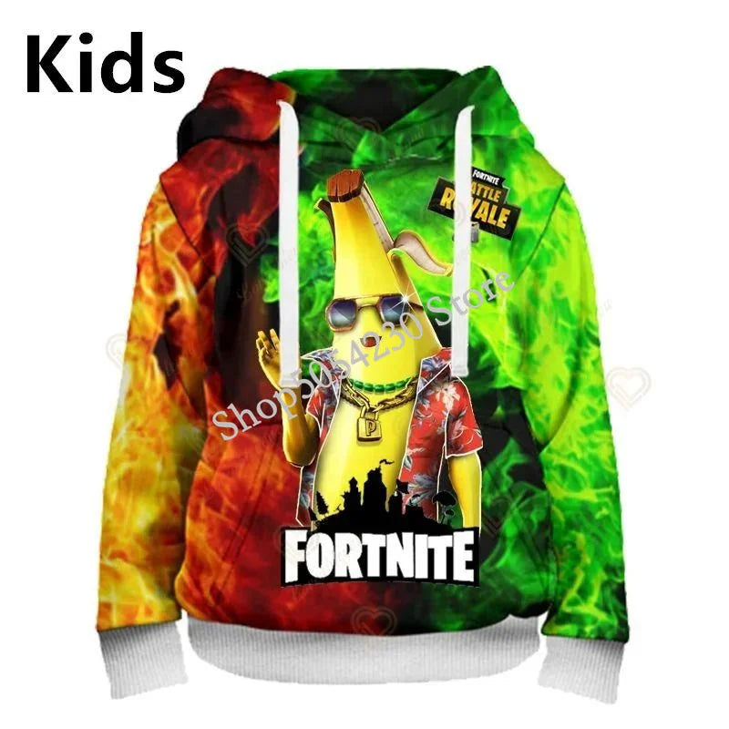 Sweatshirt com Capuz Fortnite Cool Heroes para Rapaz, Estilo Cosplay, Casaco Infantil com Desenho Animado para Primavera e Outono