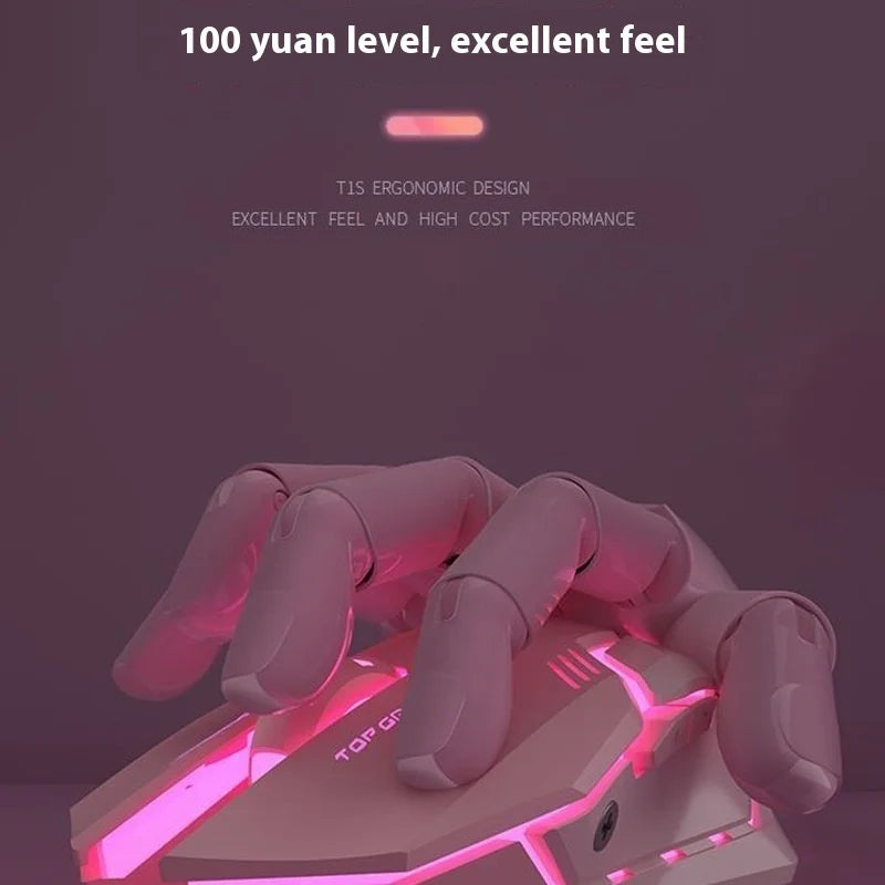 Frontline Wired Gaming Pink Mouse Silent Mechanical Esports Wireless Female Office Bluetooth Computer High Appearance Cute Girl