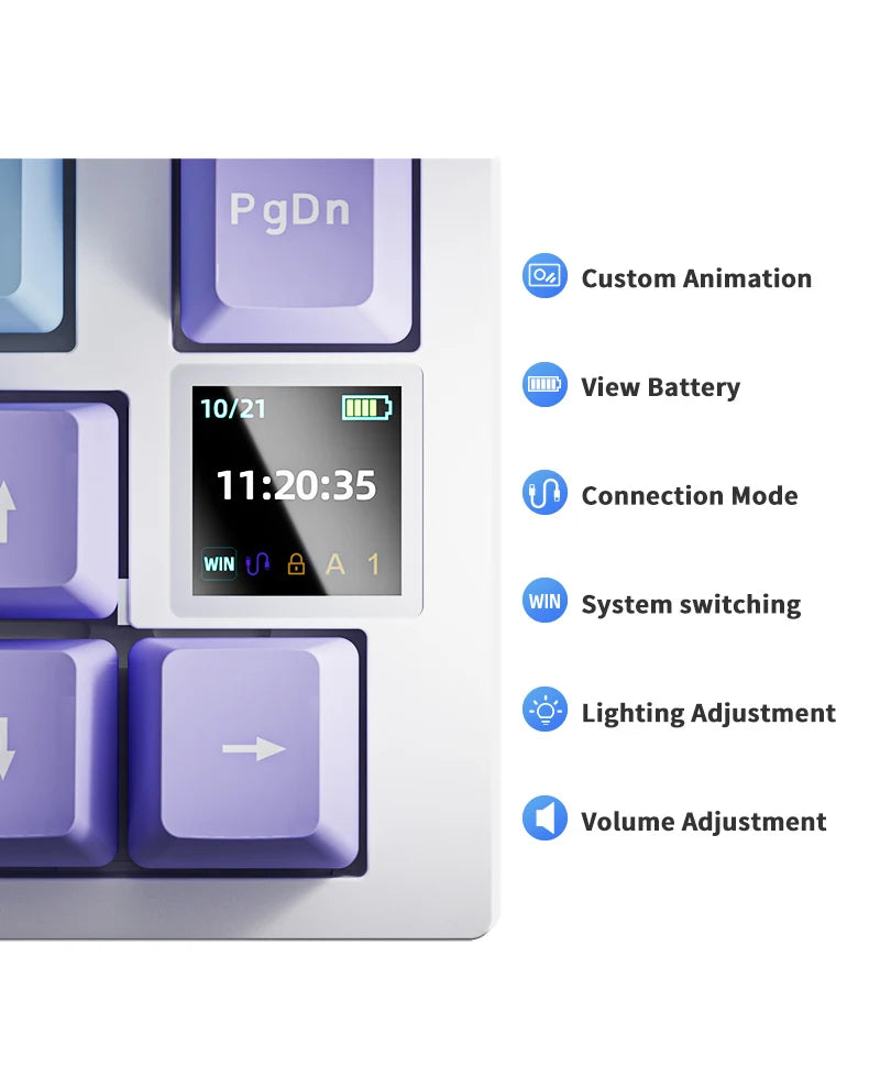 AJAZZ AK820 Mechanical Keyboard 70% Compact Layout/RGB Lighting/Hot-swappable Switches, with Wired, Wireless, and Bluetooth
