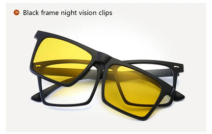 Myopia Polarized Magnet Sunglasses Women Men Clip On Glasses Square Optic Spectacle 6 In 1 Eyeglass Frames -0.5 TO -10