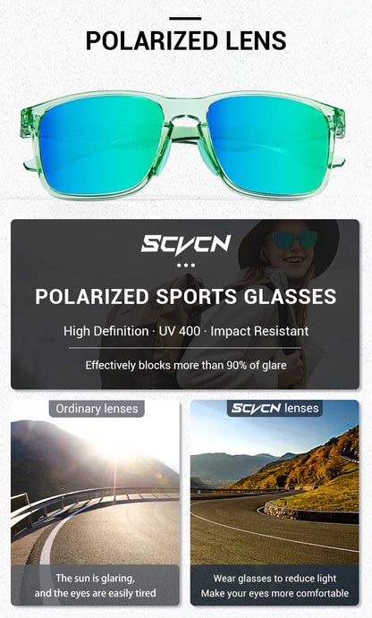 SCVCN Polarized Hiking Eyewear Fishing Sunglasses Cycling Glasses Fashion UV400 Bike Men MTB Sports Bicycle Glasses Outdoor