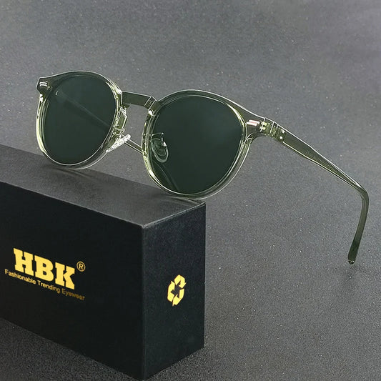 HBK Fashion Polarized Sunglasses Men Round TR90 Frame Fashion Sun Glasses Women Driving Sports UV400 Lunette De Soleil Homme