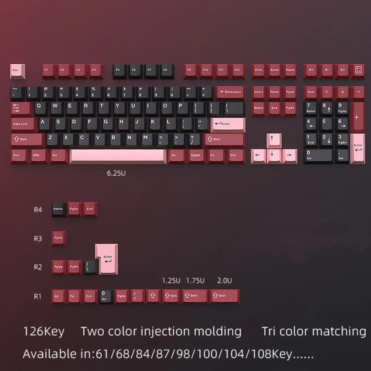 GMK67 GMK87 126 Keys PBT Cherry Keycaps GMK Keycap Double Shot Mechanical Game Keyboard Wireless for MX Switch Keycap