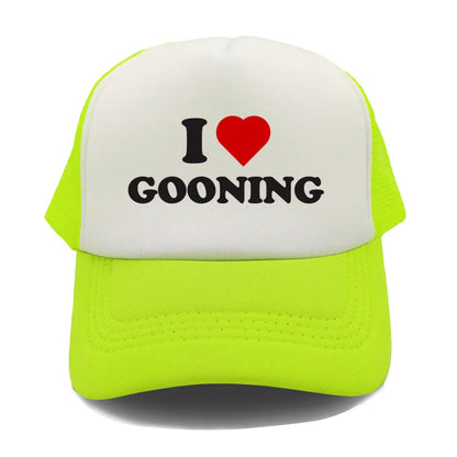 Funny I Love Gooning Baseball Caps Cool Summer Men Mesh Net Hat Humor Trucker Cap Unisex Outdoor Mesh Net Caps MZ-080