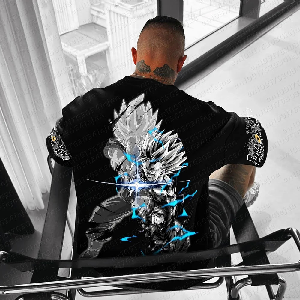 Camiseta Dragon Ball de verano 2026, 100% algodón, con estampado para hombre, nuevo diseño anime, cómoda y transpirable, talla grande, informal y holgada