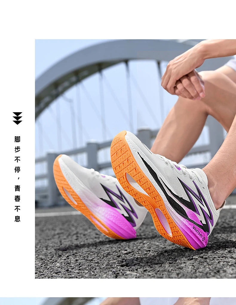 Ténis de Corrida NOVOS com Placa de Carbono para Maratona, Homem e Mulher, Desportivos, Respiráveis, Leves, Confortáveis, Antiderrapantes e Casuais