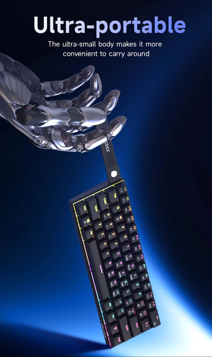 Teclado mecânico gaming com fios AJAZZ NK61 60% RGB hot-swappable, 61 teclas, switch vermelho, mini teclado para PC gamer