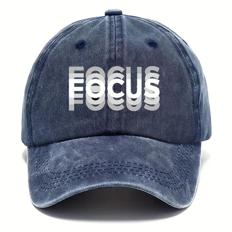 FOCUS – kšiltovka z prané bavlny s potiskem, nastavitelná, klasický styl, sportovní kšiltovka typu „duckbill“ pro muže i ženy
