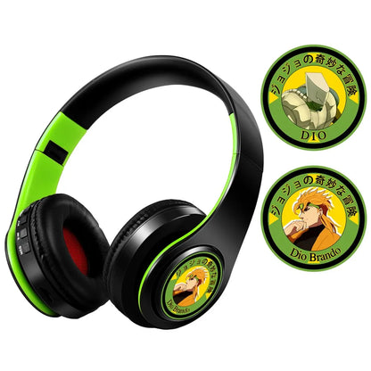 Demon Slayer Kamado Tanjirou Anime Bluetooth Headphones – Wireless Gaming Headset with Mic, TF Card Support, Deep Bass Anime Earphones V5.0