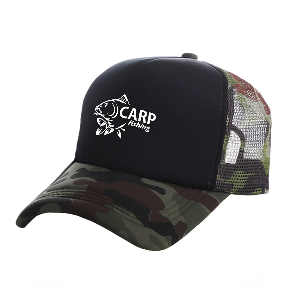 Carp Fish Trucker Caps Men Funny Fishing Printing Hat Baseball Cap Cool Summer Unisex Mesh Net Caps MZ-169