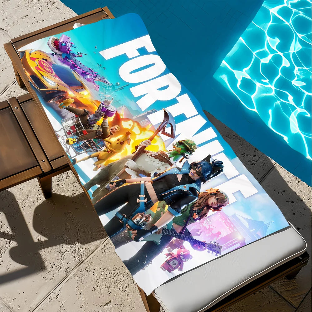 Hauska F-Fortnite-pelitaidepyyhe, pehmeä rantapyyhe, uintiretki, uima-allas, kylpypyyhe, kuntosali, spa, sisustus, lahja, loma