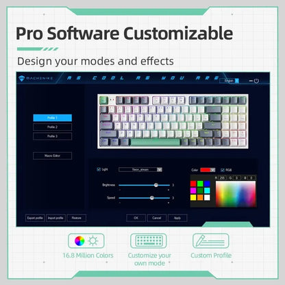 Tastiera meccanica MACHENIKE K500 cablata da gaming K500-B94 Hot Swappable, 94 tasti, layout 90%, retroilluminazione RGB per PC e laptop