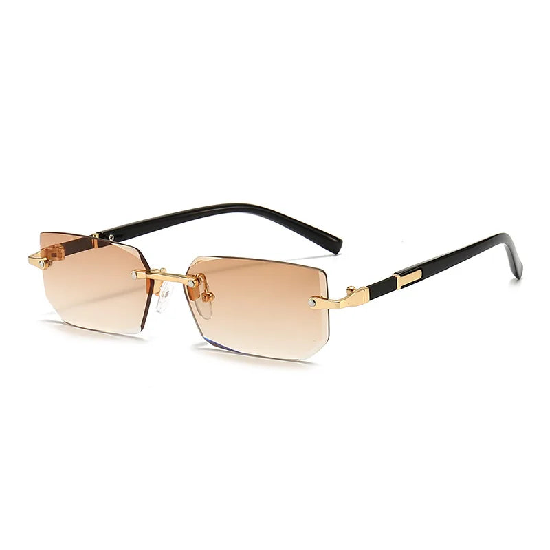 Vintage Rectangle Sunglasses Men New Rimless Fashion Beach Shades Women Trendy Luxury Brand Design Casual Anti-UV Sun Glasses