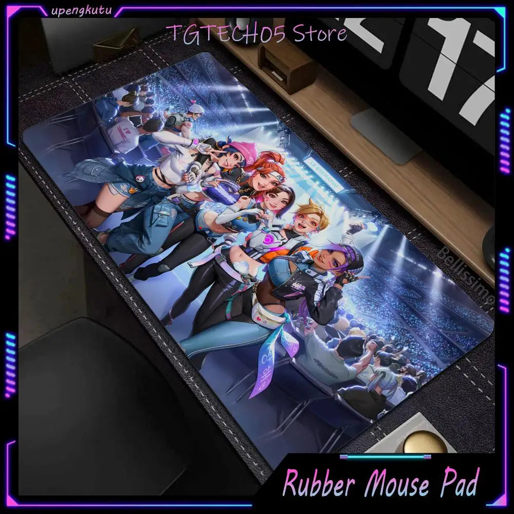 Tapete de Rato Gaming Grande Overwatch para PC, Tapete de Secretária Kawaii Rosa Fofo para Teclado e Portátil, Acessório Gaming HD